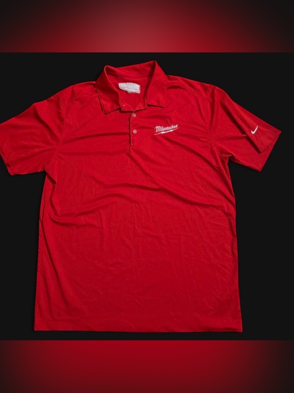 Nike Milwaukee Tools  red polyester polo shirt Large